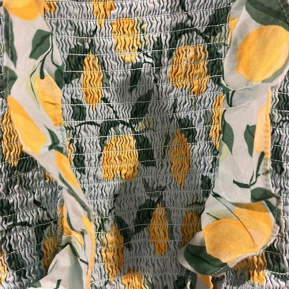 Janie and Jack Lemon 🍋 Printed Cotton Smocked Romper. Girls size 12. EUC!! - Picture 2 of 5